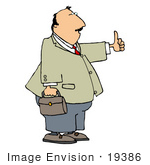 #19386 Business Man Carrying A Briefcase Giving The Thumbs Up For Approval Clipart