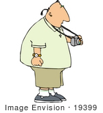 #19399 Man With A Pony Tail Taking Pictures With A Camera Clipart