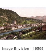 #19509 Photo Of The Riverfront Village Of Laufen Near Ischl Upper Austria