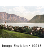#19518 Photo Of The Town Of Unterach On The Shore Of Attersee Lake In Upper Austria