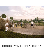 #19523 Photo Of Men And Horses Working In A Farmyard Stacking Hay Bosnia