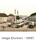 #19597 Photo Of The Market And Maria Statue Near The Capital Palace In Zagreb Agram Croatia