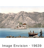 #19639 Photo Of People In A Boat Near The Madonna Dello Scarpello Island Perast Bay Of Kotor Montenegro