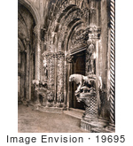 #19695 Photo Of Lion Statues At The Vestibule Of The Cathedral In Trogir Tragurium Tragurion Trau Croatia