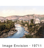 #19711 Photo Of Buildings On The Shore Of The Neretva River In Mostar Herzegowina