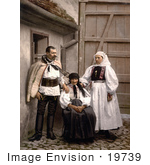#19739 Photo of a Man and Woman Standing Beside a Seated Elderly Woman in Sibiu, Transylvania, Romania, Hungary by JVPD