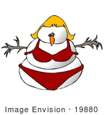 #19880 Clipart Ilustration Of A Snow Woman In A Bikini