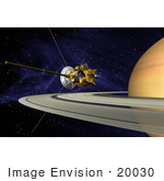 #20030 Stock Photography Of Cassini During The Saturn Orbit Insertion (Soi) Maneuver