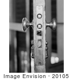 #20105 Stock Photo: Silver Plated Lock And Handles On A Door