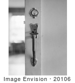 #20106 Stock Photo: Handle And Lock On The Front Door Of The Wallowa Ranger Station