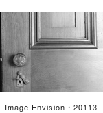 #20113 Stock Photo: Door Paneling, Knob and Open Key Plate With Skeleton Key Inside by JVPD