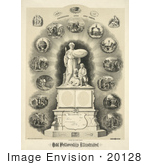 #20128 Stock Photography: Statue Labeled Charity Holding A Certificate On A Shield For The Odd Fellowship
