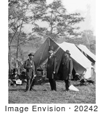 #20242 Historical Stock Photography: Allan Pinkerton President Abraham Lincoln And Major General John A Mcclernan