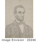 #20246 Historical Stock Photography: The Biography Of Abraham Lincoln With His Portrait Made Of Darker Text Over A Full Page Of Writing