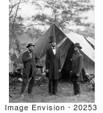 #20253 Historical Stock Photography: Allan Pinkerton President Lincoln And Major General John A Mcclernan