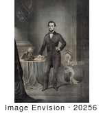 #20256 Historical Stock Photography: Abraham Lincoln Standing By A Table