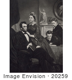 #20259 Historical Stock Photography: Abraham Lincoln Mary Todd And Thomas And Robert Todd At Home