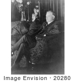 #20280 Historical Stock Photo: Herbert Hoover Sitting On A Sofa