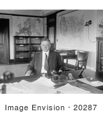 #20287 Historical Stock Photo: President Herbert C Hoover Seated At A Desk On His 51st Birthday