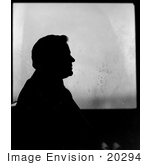#20294 Historical Stock Photo: Silhouetted Profile Of President Herbert Hoover