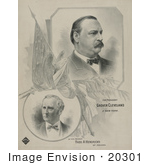 #20301 Historical Stock Photo Of A Political Presidential Campaign Poster For Grover Cleveland As President And Thomas A Hendricks As Vice President