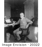 #20322 American History Stock Photo Of Woodrow Wilson 28th American President Sitting At A Desk