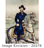 #20378 Historical Stock Photo Of Union Lieutenant General Ulysses S Grant On A White Horse