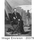 #20379 Historical Stock Photo Of Union General Ulysses S Grant Seated In A Camp
