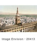 #20413 Historical Stock Photography Of The Minaret Of The Bride Of The Umayyad Mosque Damascus Holy Land