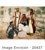 #20437 Historical Stock Photography Of A Group Of Male Bedouins Resting By A Wall Holy Land