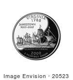 #20523 Stock Photography of the ships Susan Constant, Godspeed, and Discovery Bringing the First English Settlers to Jamestown on the Virginia State Quarter by JVPD