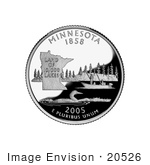 #20526 Stock Photography Of People Fishing On A Lake A Loon And State Outline On The Minnesota State Quarter