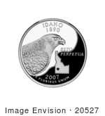 #20527 Stock Photography Of A Peregrine Falcon And State Outline On The Idaho State Quarter