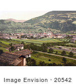 #20542 Historical Photochrome Stock Photography Of The Railroad Tracks Through Brixen Tyrol Austria