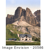 #20586 Historical Photochrome Stock Photography Of The Hospice And Sella Grodnerjoch Tyrol Austria