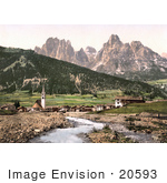 #20593 Historical Photochrome Stock Photography Of Fassathal Fassatal St Nicolo And Rosengarten Tyrol Austria