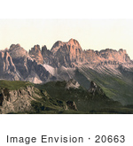 #20663 Historical Photochrome Stock Photography Of Rosengarten Mountain Group Tyrol Austria