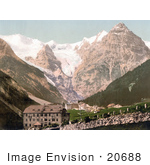 #20688 Historical Photochrome Stock Photography Of Trafoi Hotels Bellevue Schonen Aussicht And Trafoi Tyrol Austria