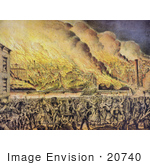 #20740 Stock Photography Of Flames Engulfing The City During The Great Chicago Fire On October 9th 1871