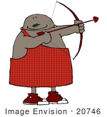 #20746 Clipart Of An African American Cupid With A Bow And Arrow On Valentines Day
