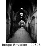 #20806 Stock Photography Of A Cobbled Hallway And Closed Shops
