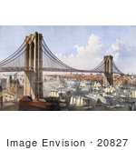 #20827 Stock Photography Of Steamboats And Sailboats On The East River Near The New York And Brooklyn Bridge