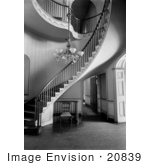 #20839 Stock Photography of a Curving Staircase and Interior Balcony at the Wickham-Valentine by JVPD