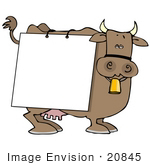 #20845 Brown Cow With A Sign On It Clipart
