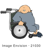 #21030 Bald Senior Man Sitting In A Wheelchair People Clipart