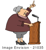 #21035 Proud Female Politician Gesturing With Her Hand While Giving A Public Speech People Clipart