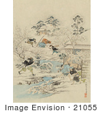 #21055 Stock Photography Of Samurai Warriors Attacking A Community