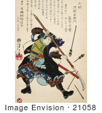 #21058 Stock Photography Of A Ronin Samurai Using A Long Handled Sword To Fend Off Arrows