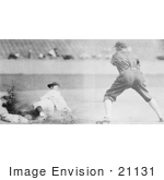 #21131 Stock Photography Of Sam Rice Sliding Safetly To Third Base During A Baseball Game In 1925