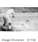 #21132 Stock Photography Of Sam Rice Slding To Third Base During A Baseball Game